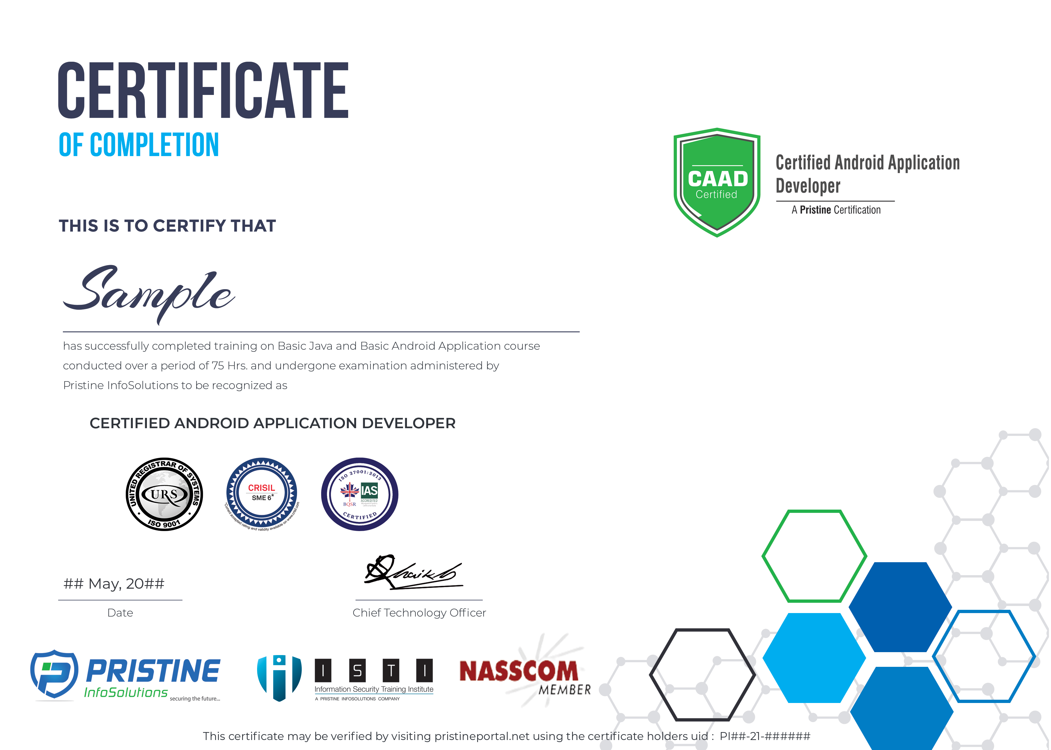 certified android application development sample certificate ho basic java & basic android